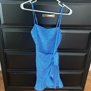 Blue and white wrap skirt dress